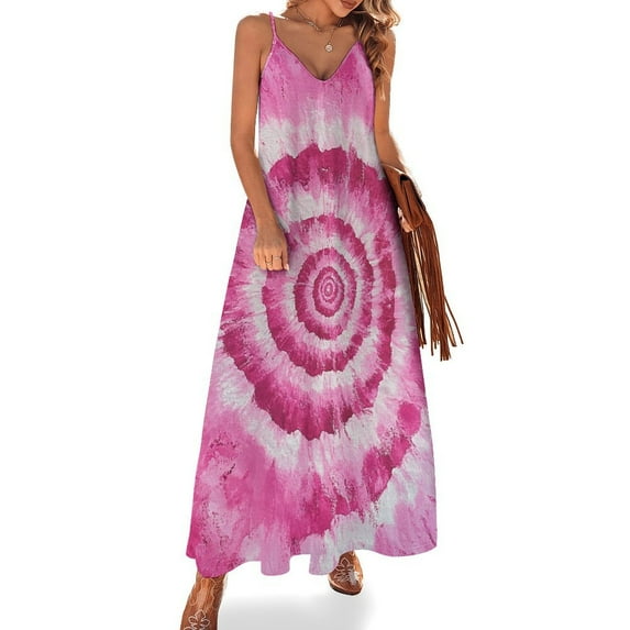 Colorful Tie Dye Vortex Women's Summer Dresses 2025 Beach Casual Sleeveless Floral Print Tank Loose Sundress