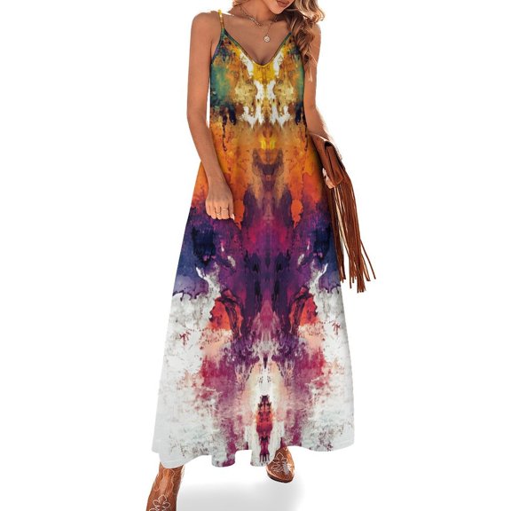 Colorful Tie Dye Vortex Women's Summer Dresses 2025 Beach Casual Sleeveless Floral Print Tank Loose Sundress