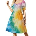 thumbnail image 1 of Colorful Tie Dye Vortex Women's Summer Short Sleeve Casual Dresses Floral Party Dress, 1 of 7