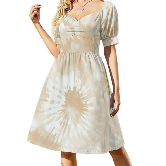 Colorful Tie Dye Vortex Women's Summer Short Sleeve Casual Dresses Floral Party Dress