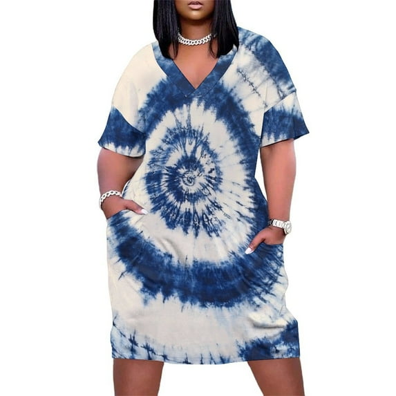 Colorful Tie Dye Vortex Women's Summer Short Sleeve Casual Dresses Party Dress