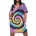 thumbnail image 1 of Colorful Tie Dye Vortex Women's Summer Short Sleeve Casual Dresses Party Dress, 1 of 5