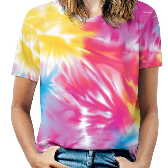 Colorful Tie Dye Vortex Women's T Shirts Short Sleeve Tees Loose Summer Tops