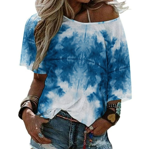 Colorful Tie Dye Vortex Women's T Shirts Short Sleeve Tees Loose Summer Tops