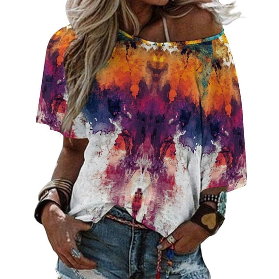 Colorful Tie Dye Vortex Women's T Shirts Short Sleeve Tees Loose Summer Tops