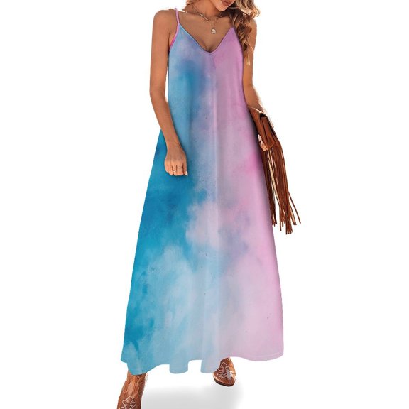 Colorful Tie Dye Vortex Womens Summer Dresses Casual Sleeveless Tshirt Sundresses Vacation Beach Cover Up Dress