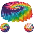 thumbnail image 1 of Colorful Tie Dye Waterproof Picnic Patio Party Round Table Cloth Cover Decorations Fabric 60 Inch Circular Tablecloth for 20-47 Inch Home Dining Room Kitchen Decor, 1 of 6