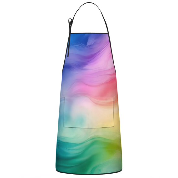 Colorful Tie Dye Wave Pattern Apron-Garden Aprons for Women with Pockets-Cotton Linen Waterproof Kitchen Cooking Gardening Aprons Adjustable for Kitchen,Cooking,BBQ and Salon 33x27 Inch