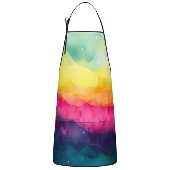 Colorful Tie Dye Wave Pattern Apron-Garden Aprons for Women with Pockets-Cotton Linen Waterproof Kitchen Cooking Gardening Aprons Adjustable for Kitchen,Cooking,BBQ and Salon 33x27 Inch