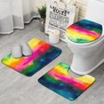 thumbnail image 1 of Colorful Tie Dye Wave Pattern Bathroom Rugs Sets 3 Piece,Toilet Cover Set,Absorbent Non Slip Bathroom Mats Sets with U-Shaped Contour Rug Toilet Rug Set, 1 of 5
