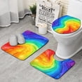 thumbnail image 1 of Colorful Tie Dye Wave Pattern Bathroom Rugs Sets 3 Piece,Toilet Cover Set,Absorbent Non Slip Bathroom Mats Sets with U-Shaped Contour Rug Toilet Rug Set, 1 of 5