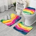 thumbnail image 1 of Colorful Tie Dye Wave Pattern Bathroom Rugs Sets 3 Piece,Toilet Cover Set,Absorbent Non Slip Bathroom Mats Sets with U-Shaped Contour Rug Toilet Rug Set, 1 of 5
