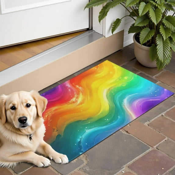 Colorful Tie Dye Wave Pattern Door Rugs,Washable Non Slip Door Mats Indoor,Decorative Door Mats,Entry Mat Indoor for Entrance,Bedroom,Kitchen,Bathroom,16"x24"