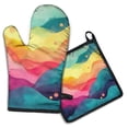 thumbnail image 1 of Colorful Tie Dye Wave Pattern Kitchen Oven Mitt and Pot Holder Sets 4 Pcs for Baking, Cooking and Grilling, Heat Resistant Up To 392 °F, 1 of 7