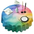 thumbnail image 1 of Colorful Tie Dye Wave Pattern Round Tablecloth 60"x60",Wrinkle Wipeable Table Cloth for Kitchen Dining Room Picnic Patio Party, 1 of 6