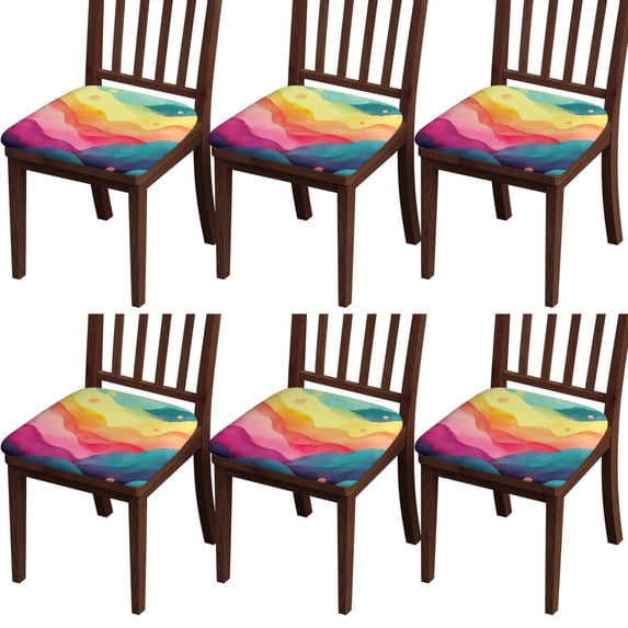 Colorful Tie Dye Wave Pattern Seat Covers for Dining Room Chairs Set Of 4,Stretch Printed Washable Chair Seat Cover with Elastic Ties and Button,Removable Waterproof Couch Cushion Covers
