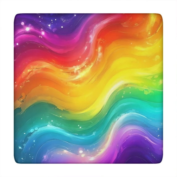 Colorful Tie Dye Wave Pattern Square Fitted Tablecloth with Elastic Edge,Square Table Cover,Washable Elastic Table Cover for Home Kitchen Party Decor 34"x34"