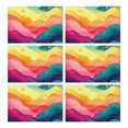 thumbnail image 1 of Colorful Tie Dye Wave Pattern Summer Placemats Table Placemats Set Of 6-Linen Kitchen Washable Placemats Table Mats 11.8"x17.7" Non-Slip Heat Resistant, 1 of 5