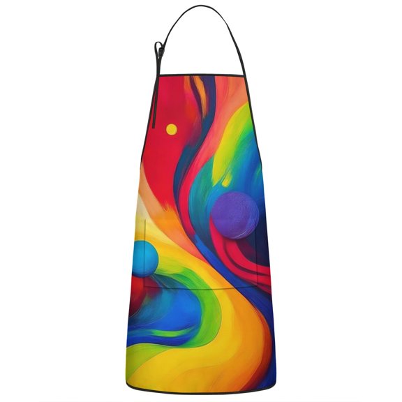 Colorful Tie Dye Wave Sphere Pattern Apron-Garden Aprons for Women with Pockets-Cotton Linen Waterproof Kitchen Cooking Gardening Aprons Adjustable for Kitchen,Cooking,BBQ and Salon 33x27 Inch