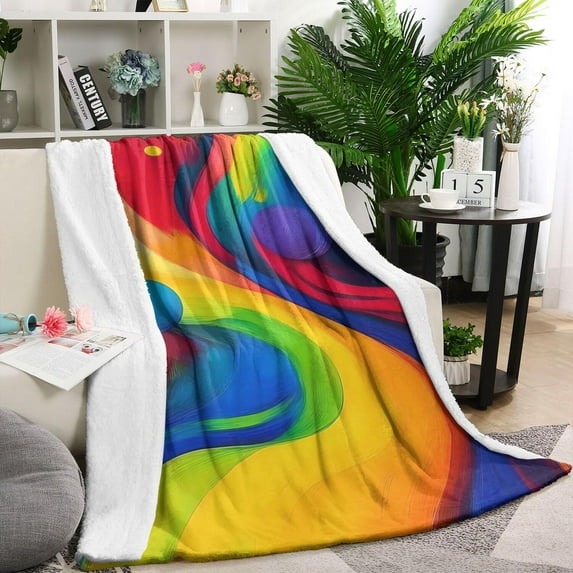 Colorful Tie Dye Wave Sphere Pattern Blanket,Comfortable Soft Lamb Wool Throw Blanket,All Season,Warm Lightweight Blankets for Sofa Bed Couch Living Room Chair,40"x50"