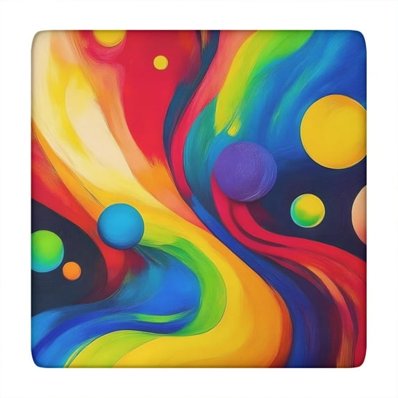 Colorful Tie Dye Wave Sphere Pattern Square Fitted Tablecloth with Elastic Edge,Square Table Cover,Washable Elastic Table Cover for Home Kitchen Party Decor 34"x34"