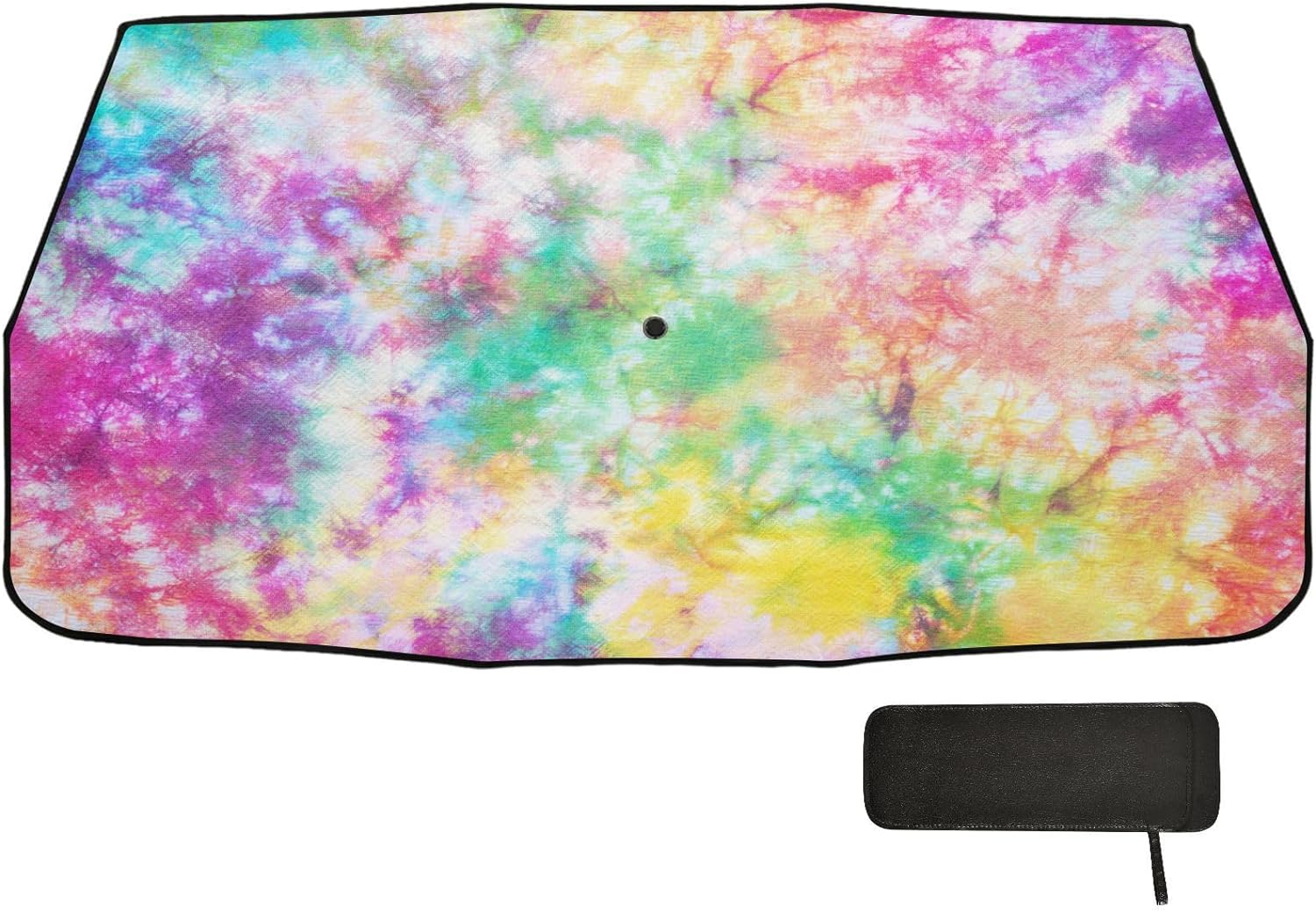 Colorful Tiedye Rainbow Car Windshield Sun Shade Umbrella Foldable Car Front Window Sunshade