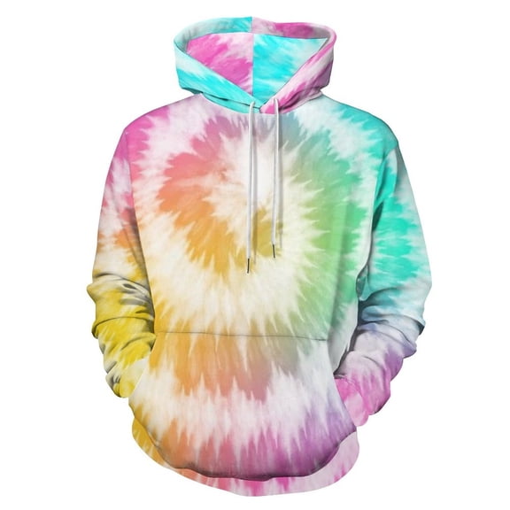 Colorful Tie-dye Spiral Men's Women Vintage 3D Hooded Sweatshirt - All-Season Loose Fit Streetwear