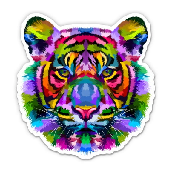 Colorful Tiger - 5" Vinyl Sticker - For Car Laptop I-Pad - Waterproof Decal