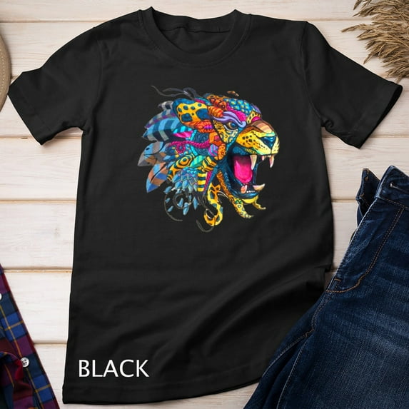 Colorful Tiger Alebrije Mexican Folk Art Style Graphic Gift Unisex T-Shirt, for men & women, up to size 5XL