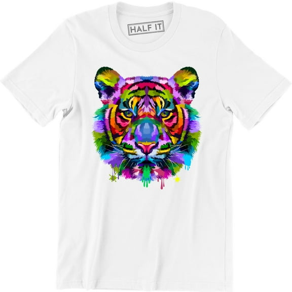 Colorful Tiger Face Neture Wild Animal Pet Lovers Men's Tee Shirt