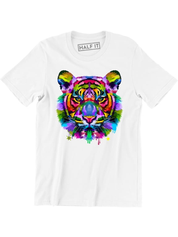 Colorful Tiger Face Neture Wild Animal Pet Lovers Men's Tee Shirt