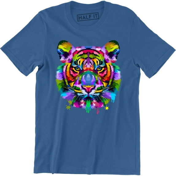 Colorful Tiger Face Neture Wild Animal Pet Lovers Men's Tee Shirt