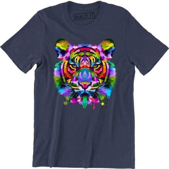 Colorful Tiger Face Neture Wild Animal Pet Lovers Men's Tee Shirt