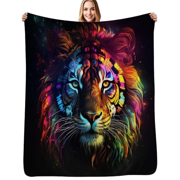 Colorful Tiger Galaxy Print Flannel Blankets Soft Throw Blanket Winter Travel Office Outdoor Bedspread