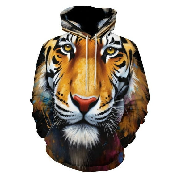 Colorful Tiger Portrait 3d Sweatshirts Hoodie Fashion Casual Personality Men's Women Street Hoodie Pullovers Long Sleeve Comfortable Top
