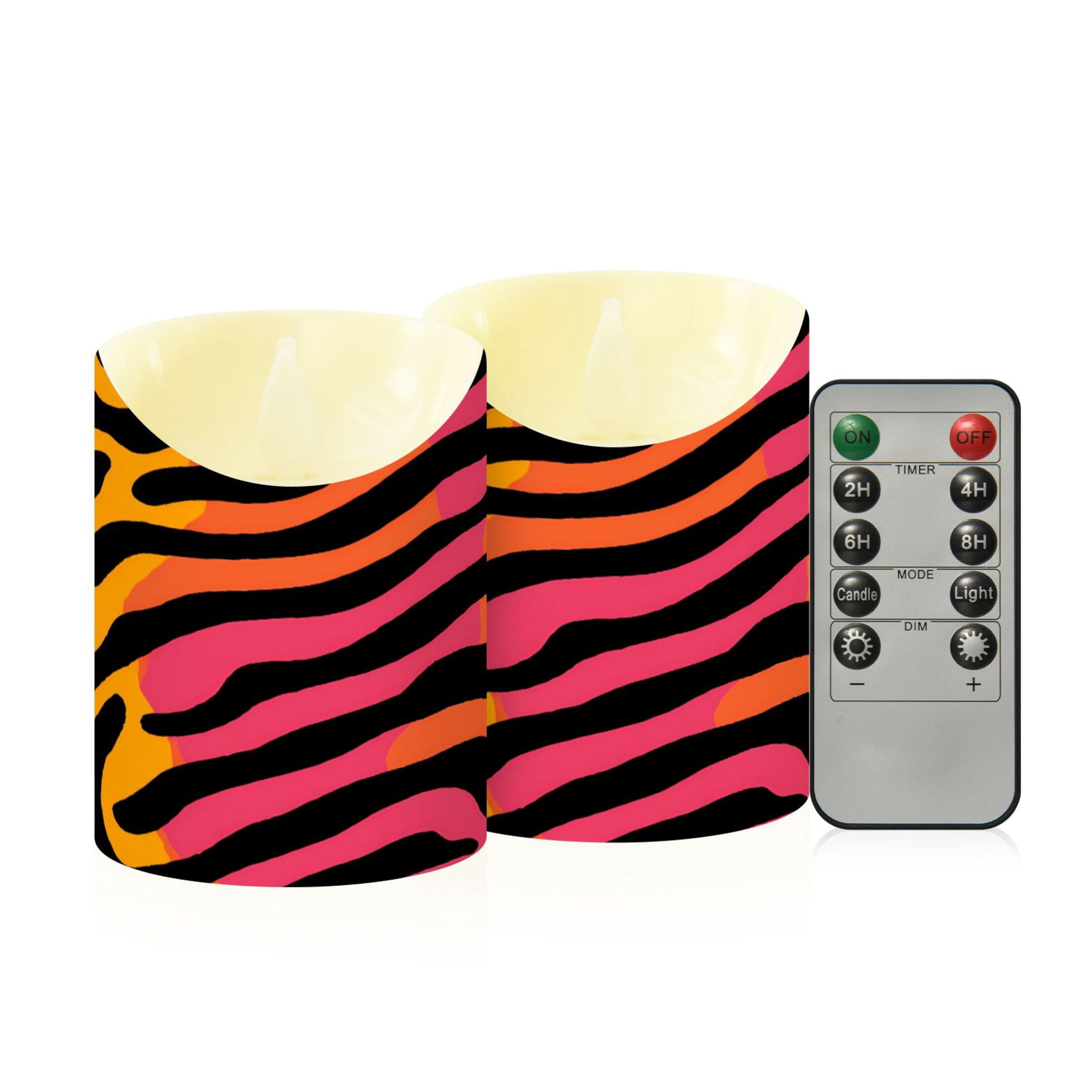 Colorful Tiger Stripes Pattern Flameless Candles 2 PCS with Remote ...
