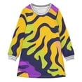 thumbnail image 1 of Colorful Tiger Stripes Pattern Girls'long-sleeved dress Thickened A-dress Warm Dress Basic Shirt Party Dresses, 1 of 2