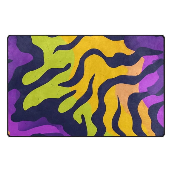 Colorful Tiger Stripes Pattern Memory Foam Area Rug 31"x20" Non Slip, Absorbent, Fade Proof for Living Room, Bedroom, Office