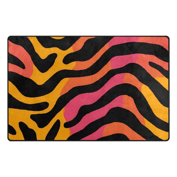 Colorful Tiger Stripes Pattern Memory Foam Area Rug 31"x20" Non Slip, Absorbent, Fade Proof for Living Room, Bedroom, Office