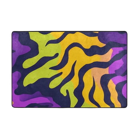 Colorful Tiger Stripes Pattern Rug 36x24in Memory Foam Absorbent Non Slip Plush for Bathroom Kitchen Entryway