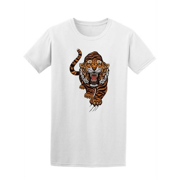 Colorful Tiger Tattoo T-Shirt Men -Image by Shutterstock, Male 3X-Large