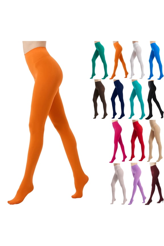 Colorful Tights Women's Solid Color Soft Opaque Tights Women's Footed Pantyhose Tights Women's High Waist Footed Colored Pantyhose Solid Footed Opaque Tights Pantyhose Thigh High Stockings