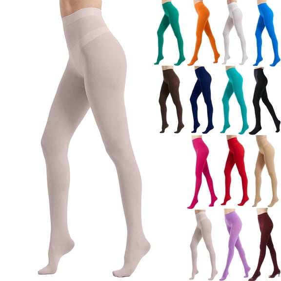Colorful Tights Women's Solid Color Soft Opaque Tights Women's Footed Pantyhose Tights Women's High Waist Footed Colored Pantyhose Solid Footed Opaque Tights Pantyhose Thigh High Stockings