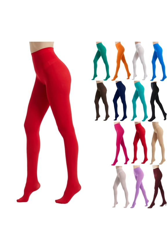 Colorful Tights Women's Solid Color Soft Opaque Tights Women's Footed Pantyhose Tights Women's High Waist Footed Colored Pantyhose Solid Footed Opaque Tights Pantyhose Thigh High Stockings