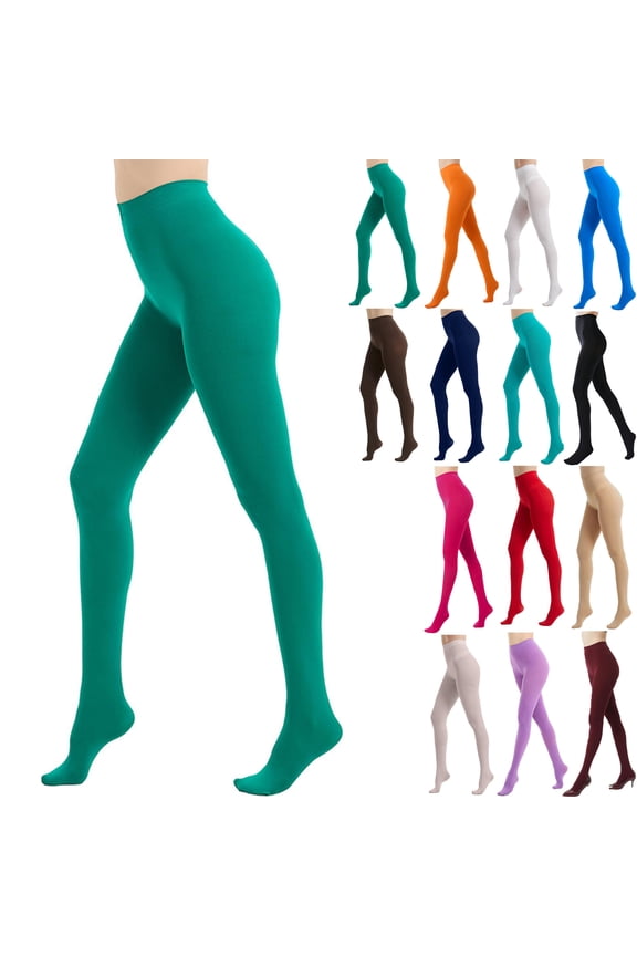 Colorful Tights Women's Solid Color Soft Opaque Tights Women's Footed Pantyhose Tights Women's High Waist Footed Colored Pantyhose Solid Footed Opaque Tights Pantyhose Thigh High Stockings