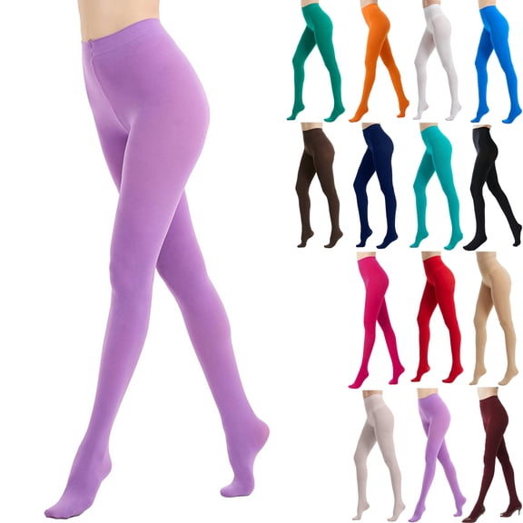 Colorful Tights Women's Solid Color Soft Opaque Tights Women's Footed Pantyhose Tights Women's High Waist Footed Colored Pantyhose Solid Footed Opaque Tights Pantyhose Thigh High Stockings
