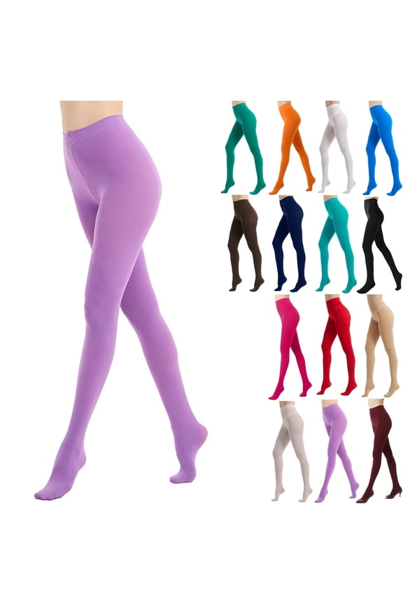 Colorful Tights Women's Solid Color Soft Opaque Tights Women's Footed Pantyhose Tights Women's High Waist Footed Colored Pantyhose Solid Footed Opaque Tights Pantyhose Thigh High Stockings