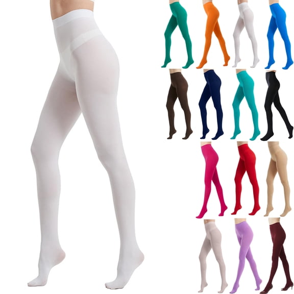 Colorful Tights Women's Solid Color Soft Opaque Tights Women's Footed Pantyhose Tights Women's High Waist Footed Colored Pantyhose Solid Footed Opaque Tights Pantyhose Thigh High Stockings