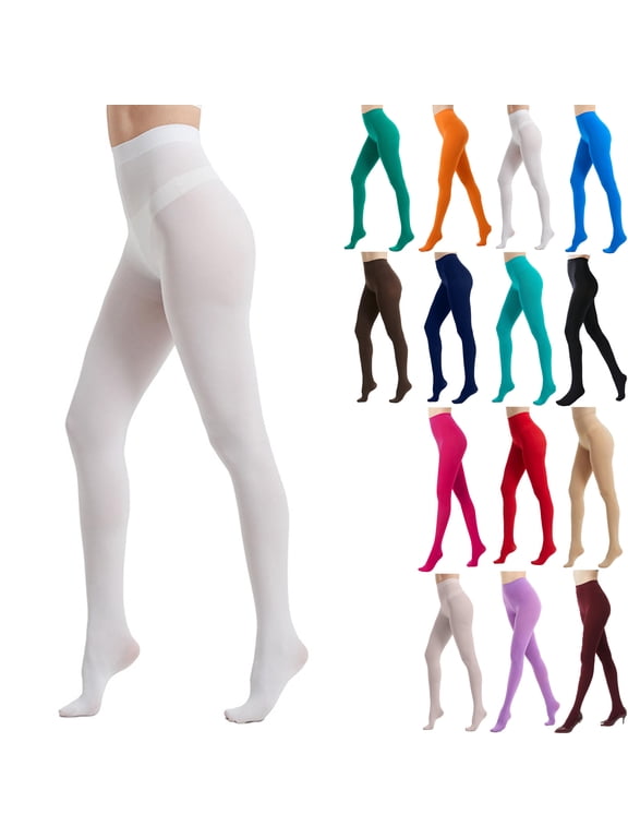 Colorful Tights Women's Solid Color Soft Opaque Tights Women's Footed Pantyhose Tights Women's High Waist Footed Colored Pantyhose Solid Footed Opaque Tights Pantyhose Thigh High Stockings
