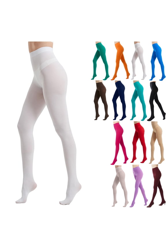Colorful Tights Women's Solid Color Soft Opaque Tights Women's Footed Pantyhose Tights Women's High Waist Footed Colored Pantyhose Solid Footed Opaque Tights Pantyhose Thigh High Stockings